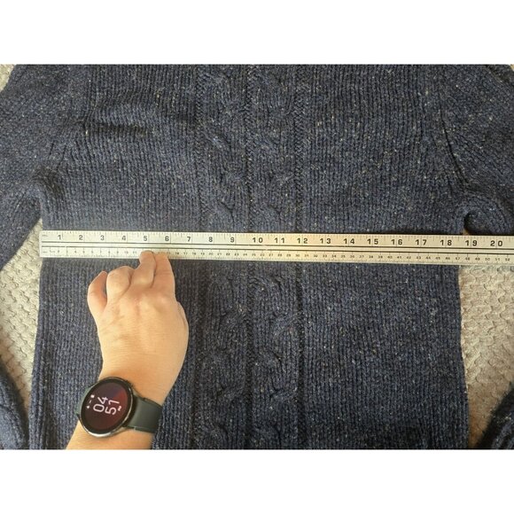 GAP Vintage Men's Blue Donegal Turtleneck Large Cable Knit Wool Blend Sweater - Picture 4 of 6
